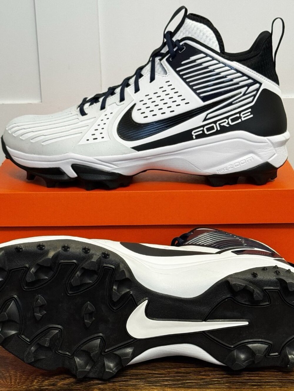 SIZE 16 - Nike Force Savage 3 Shark Football Cleats White Navy FJ8163-103